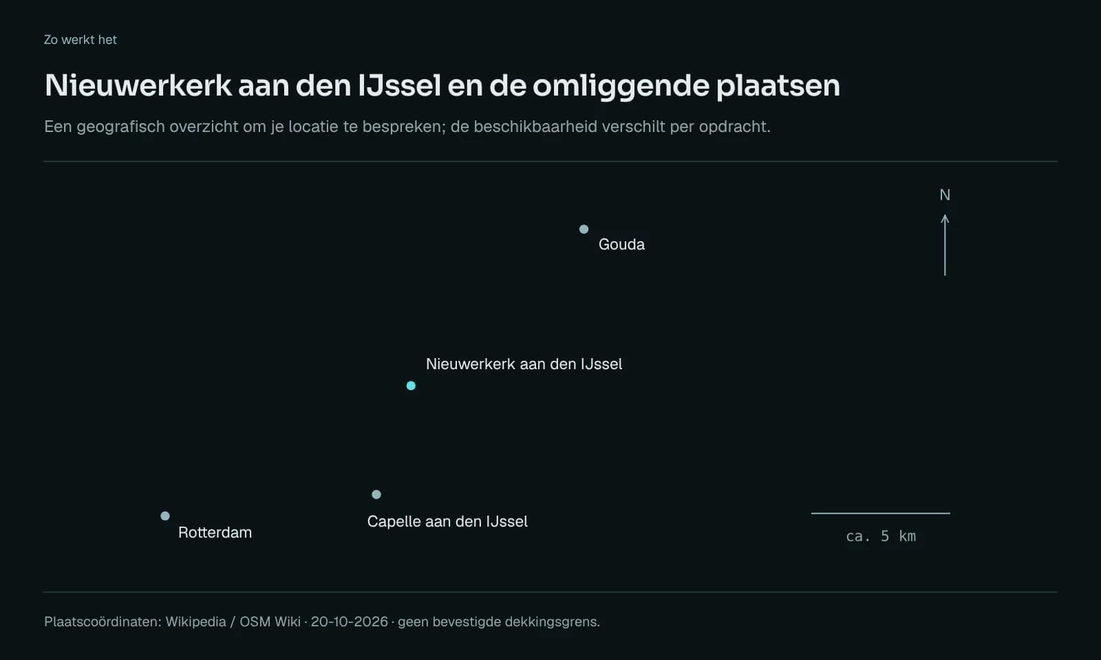 Kaart van Nieuwerkerk aan den IJssel en de omliggende plaatsen.